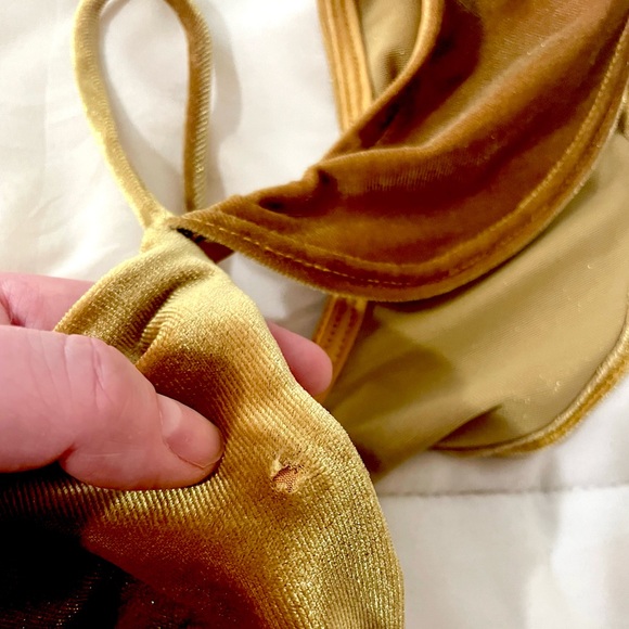 Lulus I'm Flattered Mustard/Light Brown Velvet Bodysuit! - Picture 14 of 14